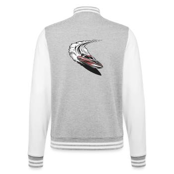 Dynamic motorboat motif with action and - College Sweat Jacket - heather grey/white - Back - Marisol (170cm)