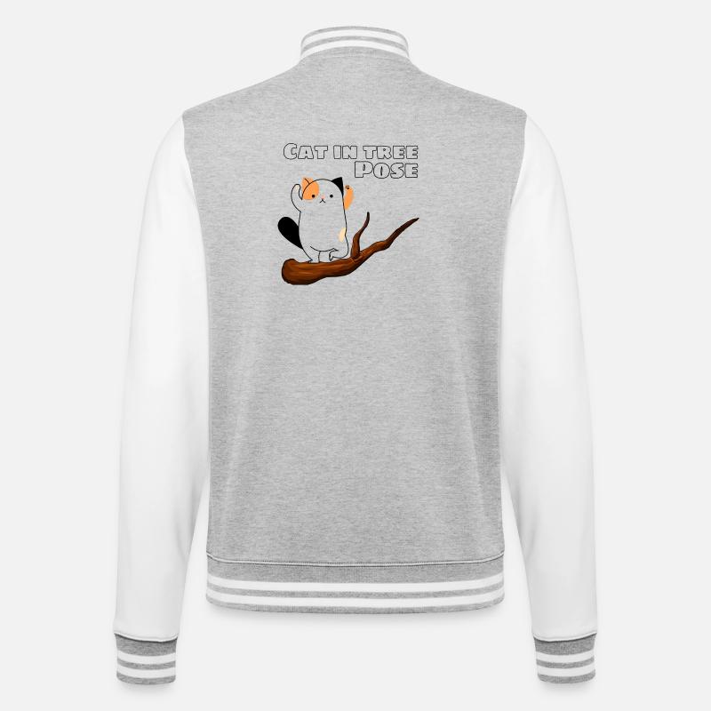 Chat dans la posture de l’arbre - Veste Teddy - gris chiné / blanc