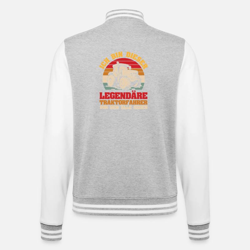 Landwirt Bauernhof Farmer Bauer Traktor - College-Sweatjacke - Grau meliert/Weiß