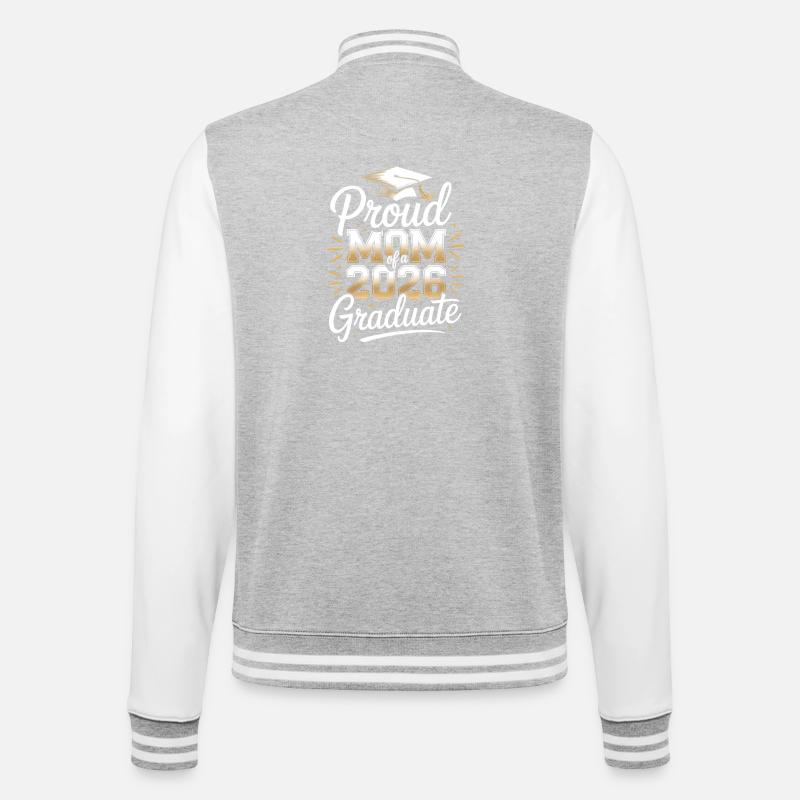 Stolze Mutter des Absolventen 2026 - College-Sweatjacke - Grau meliert/Weiß