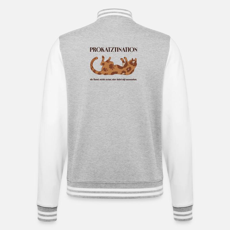 Prokatztination - die Kunst, nichts zu tun..... - College-Sweatjacke - Grau meliert/Weiß