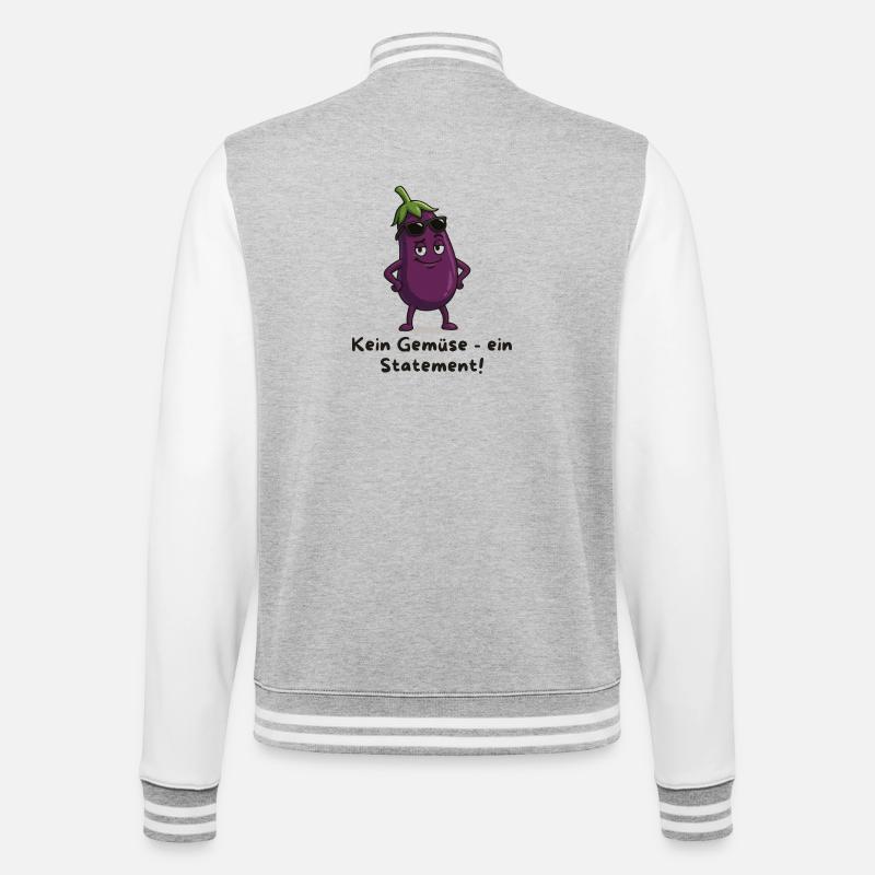 Eggplant with Style – No Vegetable Statement - College Sweat Jacket - heather grey/white
