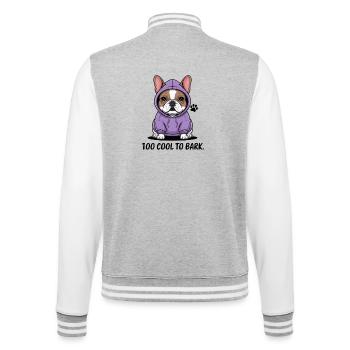 Trop froid pour aboyer : style bouledogue décontracté - Veste Teddy - gris chiné / blanc - Dos - Marisol (170cm)