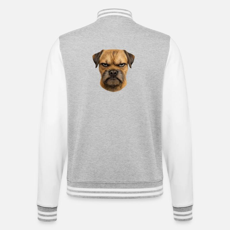 Grim Dog Face | Border Terrier - College Sweat Jacket - heather grey/white