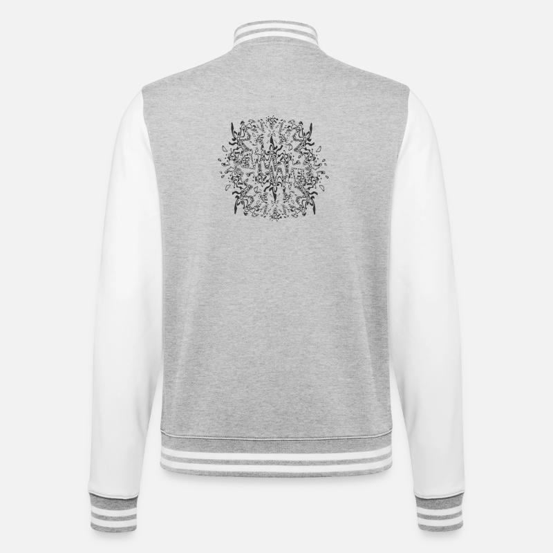 Kaleidoscopic Ornament Pattern - College Sweat Jacket - heather grey/white