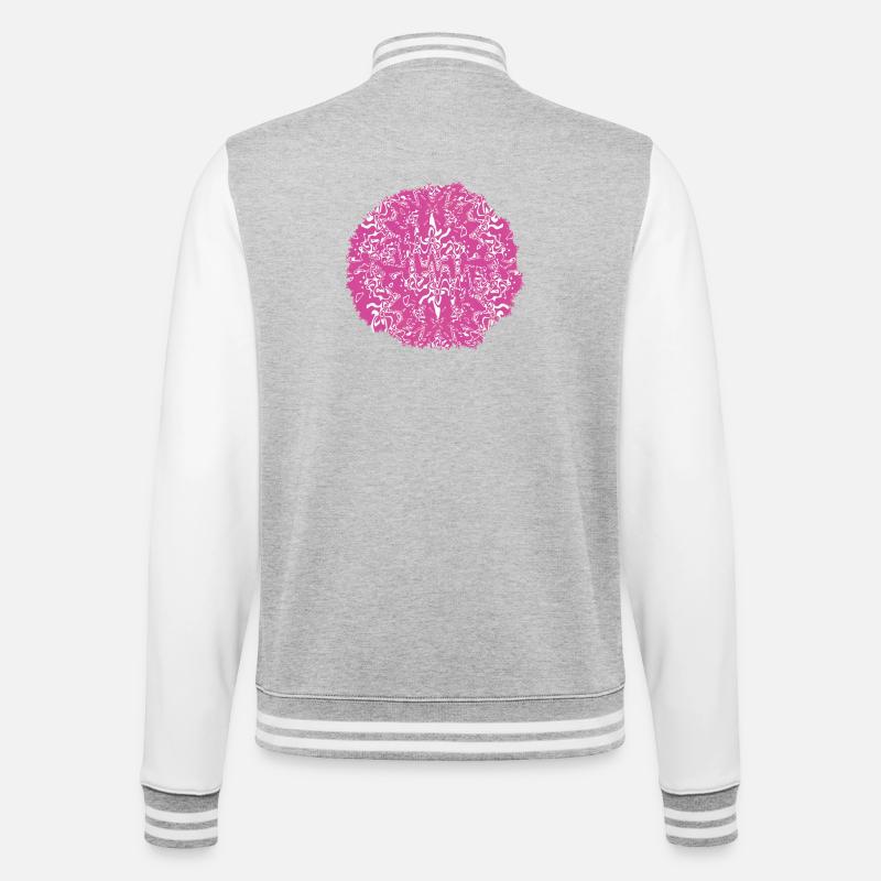 Circle Rose Pink Pattern - College Sweat Jacket - heather grey/white