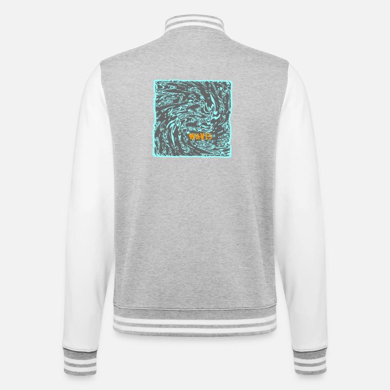Wave flow néon motif surf - Veste Teddy - gris chiné / blanc
