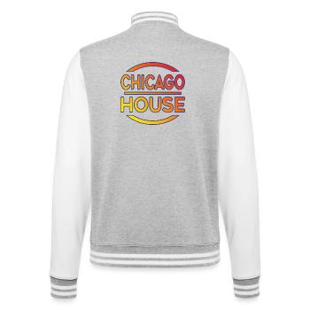 Chicago House Musik Typografie - College-Sweatjacke - Grau meliert/Weiß - Hinten - Marisol (170cm)