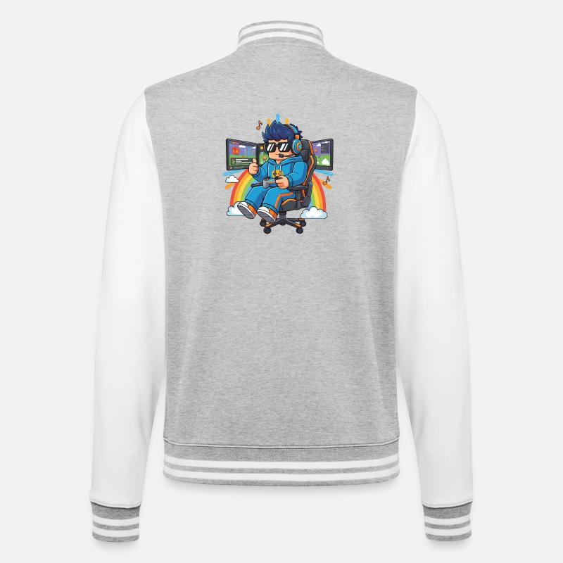 Streamer cool jouant à des jeux - Veste Teddy - gris chiné / blanc