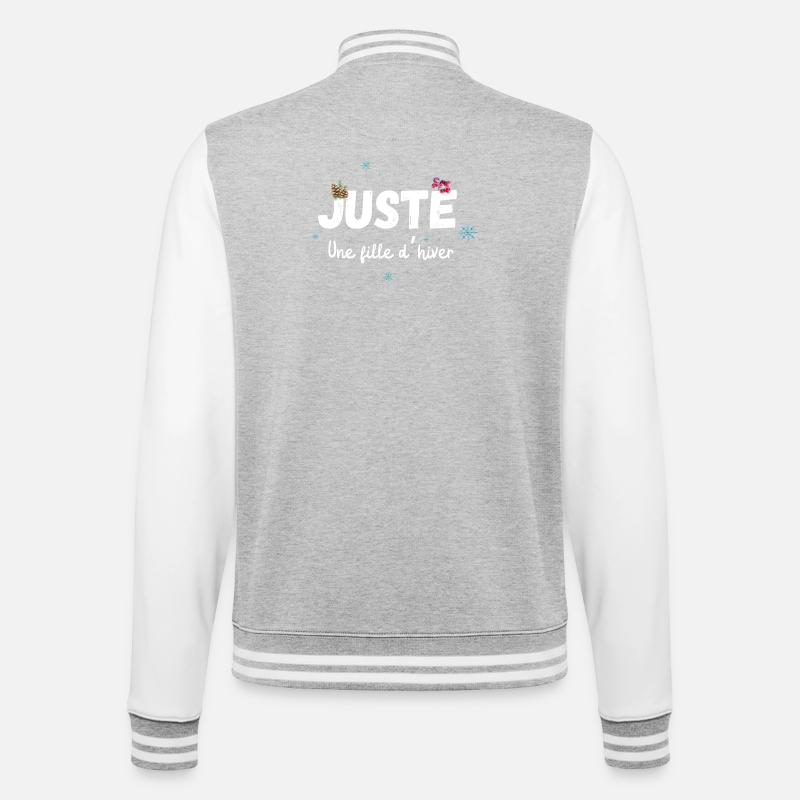 Nur ein Wintermädchen-Geschenk - College-Sweatjacke - Grau meliert/Weiß