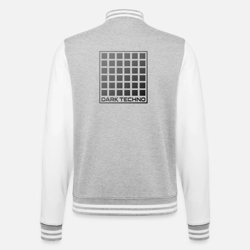 Dunkles Techno-Raster - College-Sweatjacke - Grau meliert/Weiß