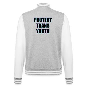 Protect Trans Youth - College Sweat Jacket - heather grey/white - Back - Marisol (170cm)