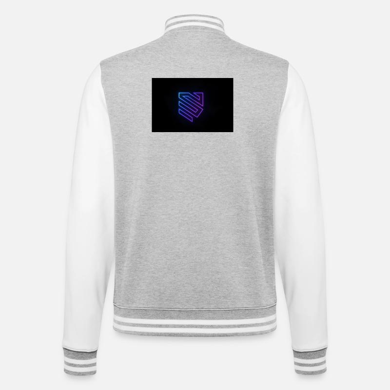 Neon Geometrie Logo Gradient - College-Sweatjacke - Grau meliert/Weiß