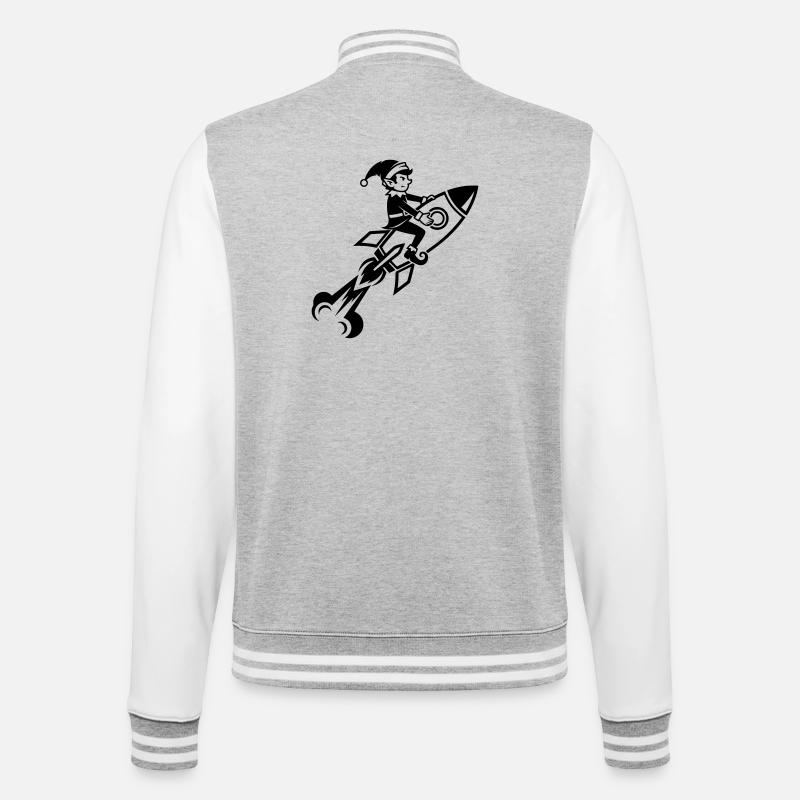 Wichtel auf Rakete fliegend Cartoon Design - College-Sweatjacke - Grau meliert/Weiß