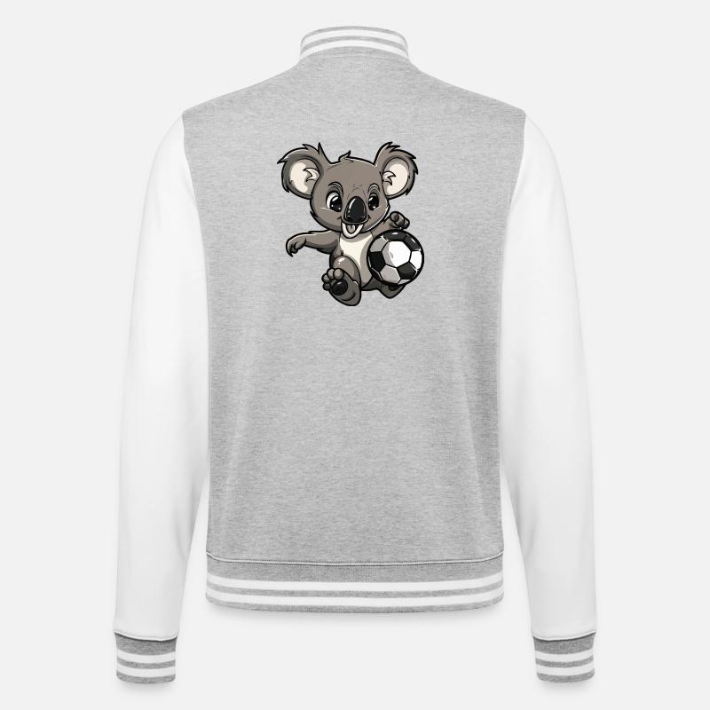 Koala Fußball Comic - College-Sweatjacke - Grau meliert/Weiß