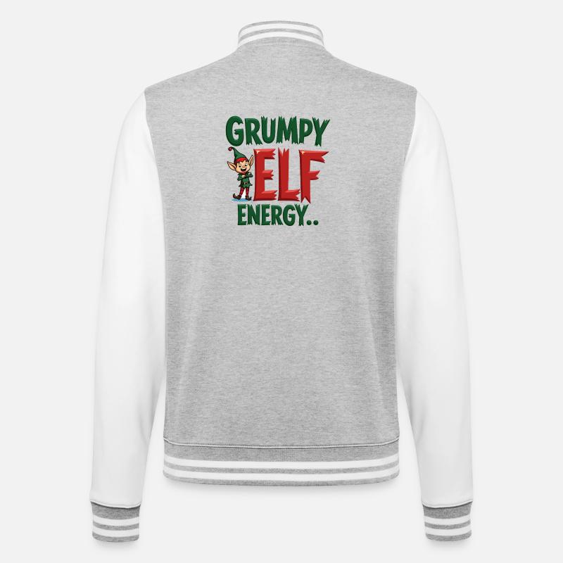 Grumpy Elf Energy Mürrischer Wichtel - College-Sweatjacke - Grau meliert/Weiß