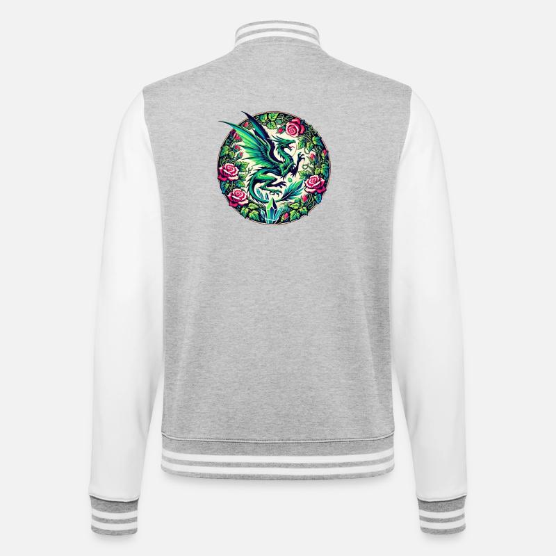 Phénix verdoyant à Rose Circle - Veste Teddy - gris chiné / blanc