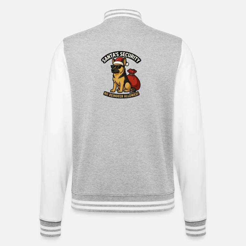 Schäferund als Santa Sicherheit mit Sack - College-Sweatjacke - Grau meliert/Weiß