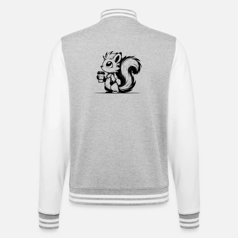 Eichhörnchen im Koffeinrausch - Bin schon wach - College-Sweatjacke - Grau meliert/Weiß