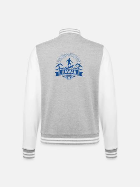 Hawaii Surfer Surfer on Pacific Wave - College Sweat Jacket - heather grey/white