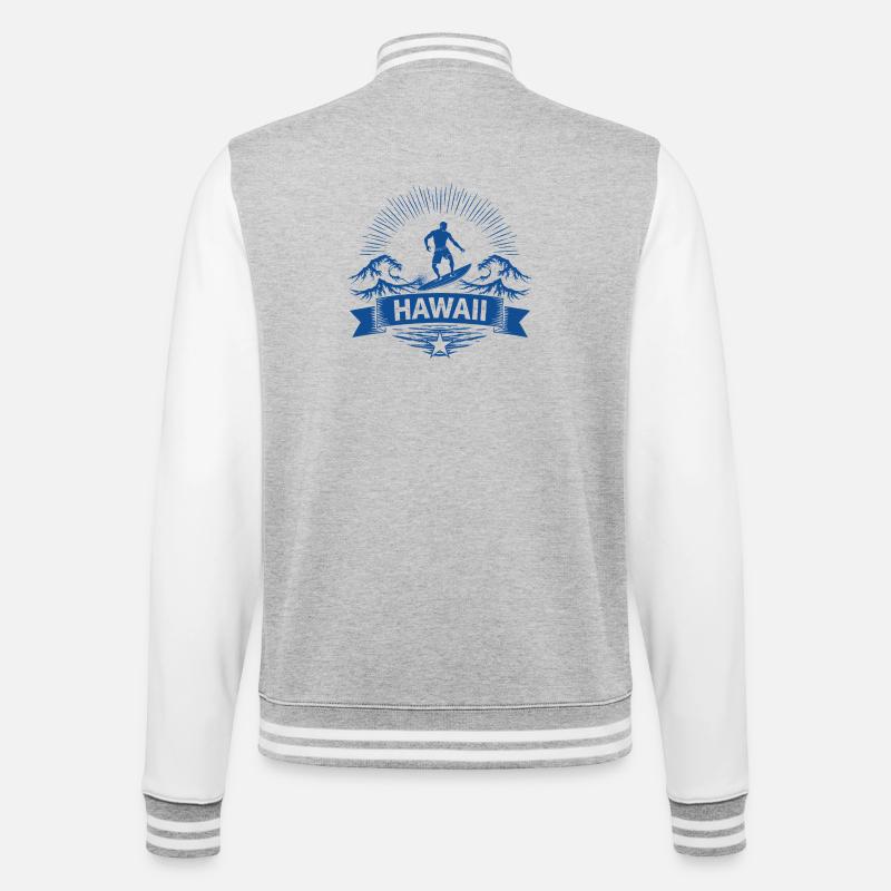 Hawaii Surfer Surfer on Pacific Wave - College Sweat Jacket - heather grey/white