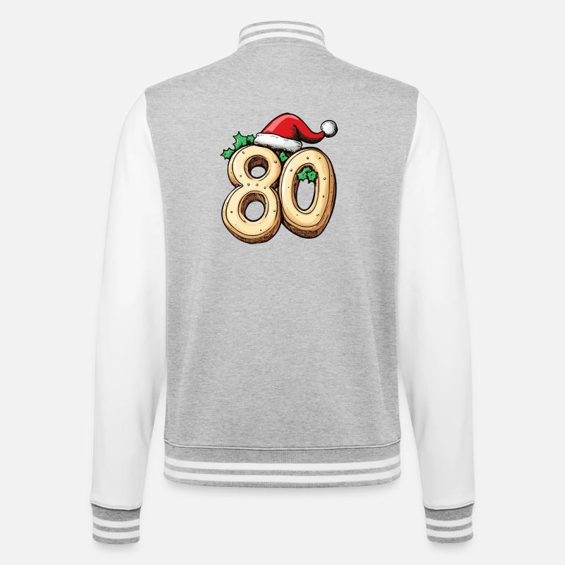 80 Number Cookie Christmas - College Sweat Jacket - heather grey/white