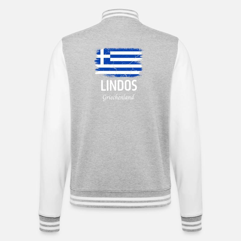 Lindos - College-Sweatjacke - Grau meliert/Weiß