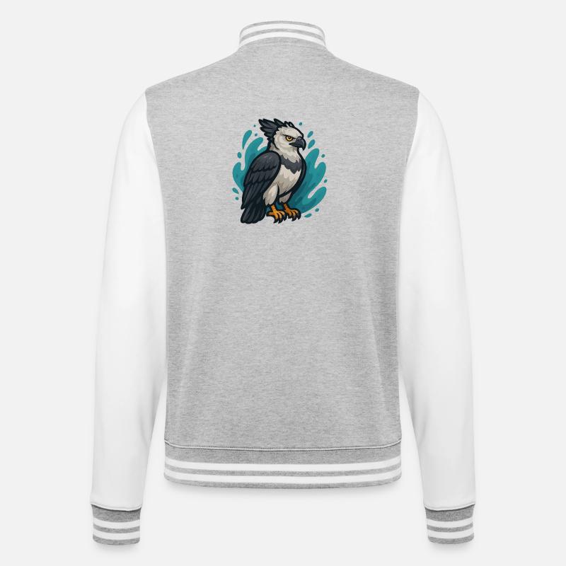 Harpy eagle with turquoise spray - College Sweat Jacket - heather grey/white