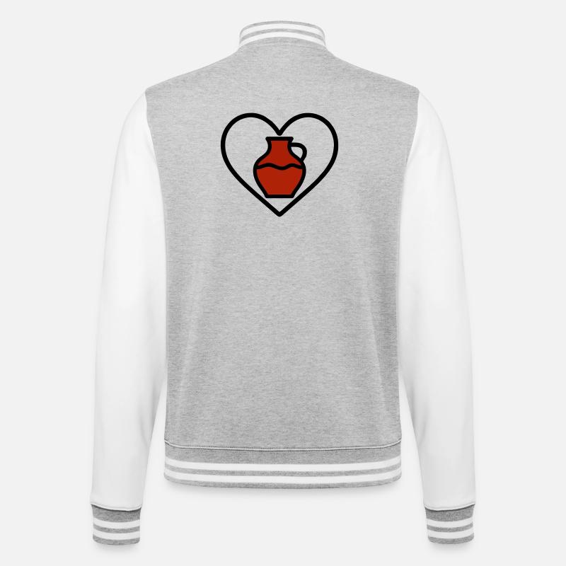 Ceramic Heart Vase Clay Creative Art - College Sweat Jacket - heather grey/white