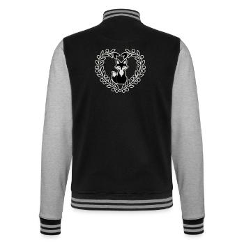 Niedlicher Fuchs im Blätterkranz – Handgezeichnete - College-Sweatjacke - Schwarz/Grau meliert - Hinten - Marisol (170cm)