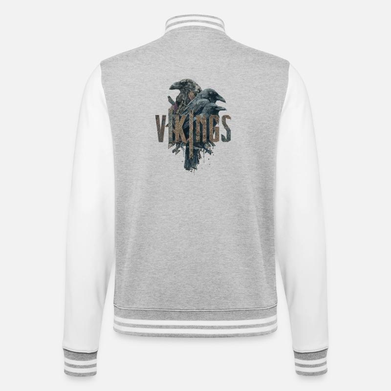 Odin-Crows-Vikings-Sword-Edda - College Sweat Jacket - heather grey/white