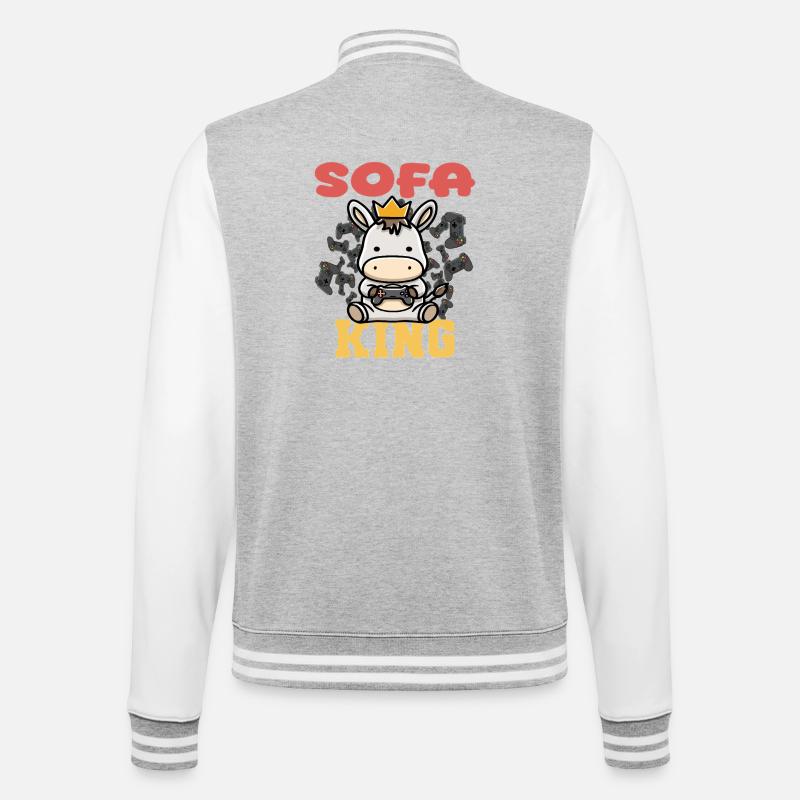 Sofa King gamen - College-Sweatjacke - Grau meliert/Weiß