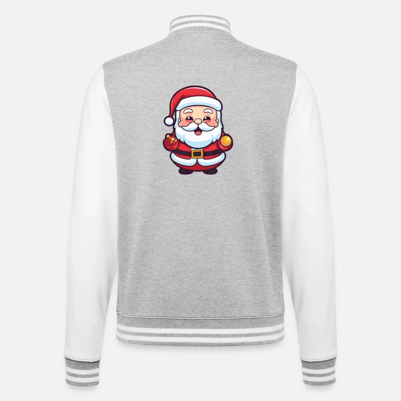 Weihnachtsmann Comic Weihnachten - College-Sweatjacke - Grau meliert/Weiß