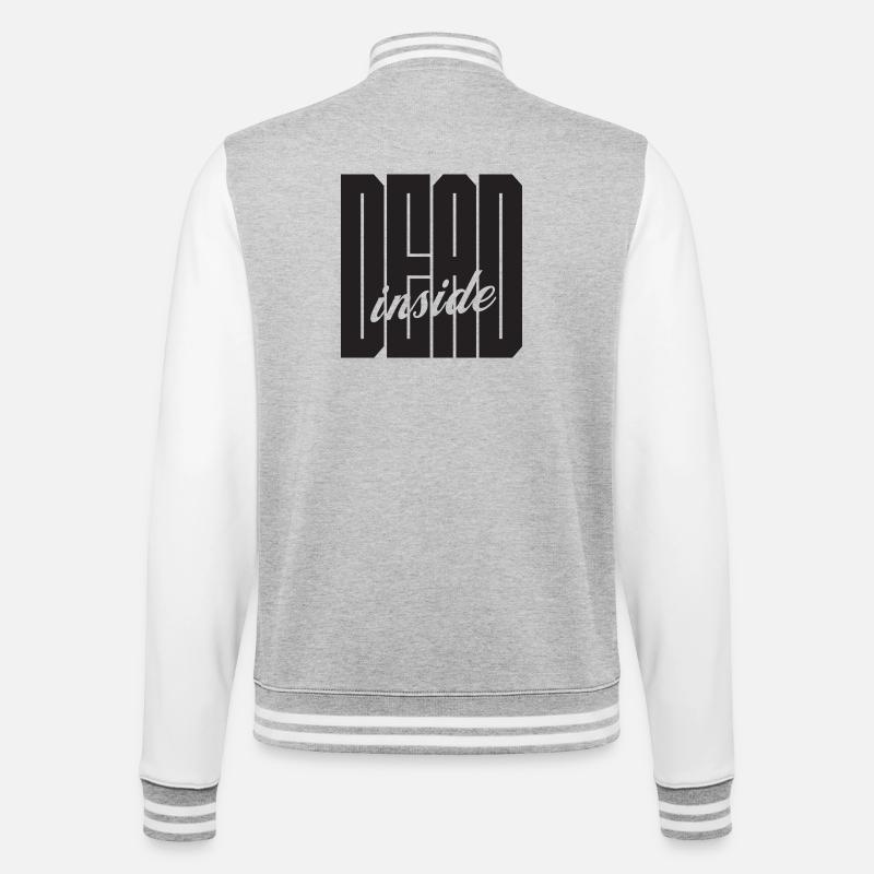 Dead Inside bold logo - College Sweat Jacket - heather grey/white