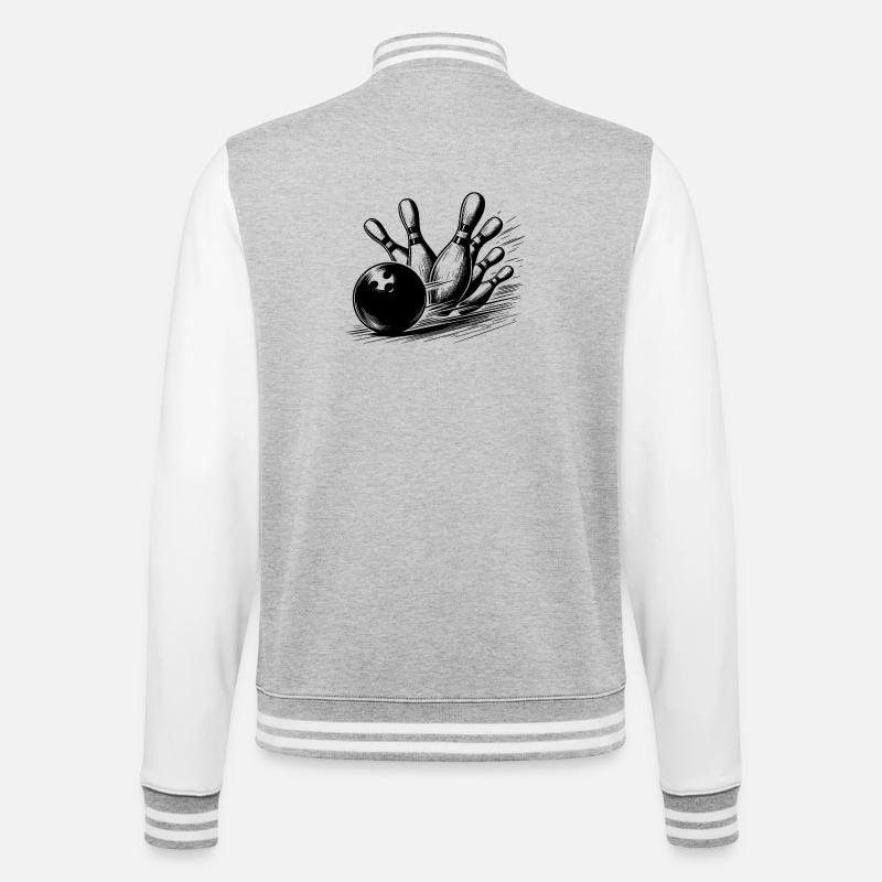 Dynamic Bowling Ball Throwing on Pins - College Sweat Jacket - heather grey/white