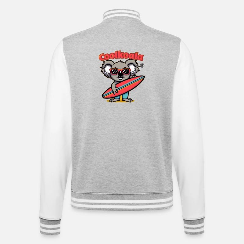 Koala Surfer mit Sonnenbrille - College-Sweatjacke - Grau meliert/Weiß