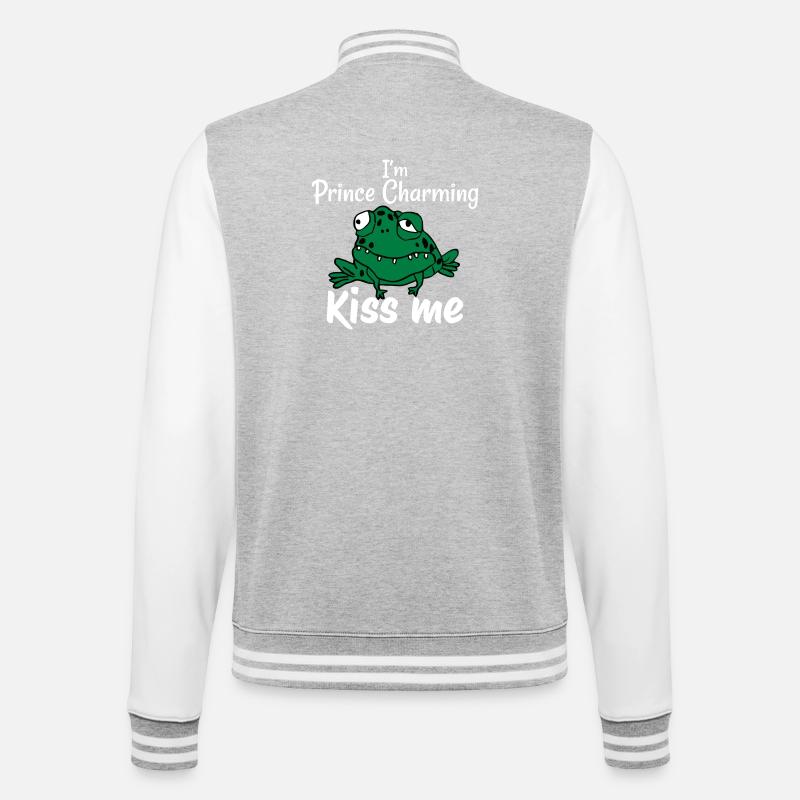 Ich bin Prinz Charming - College-Sweatjacke - Grau meliert/Weiß