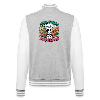 Dad Bakes The Beautiful Skeleton Cupcakes - College Sweat Jacket - heather grey/white - Back - Marisol (170cm)