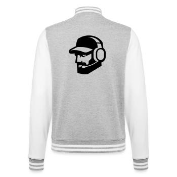 Cool gamer with beard and headphones - portrait - College Sweat Jacket - heather grey/white - Back - Marisol (170cm)