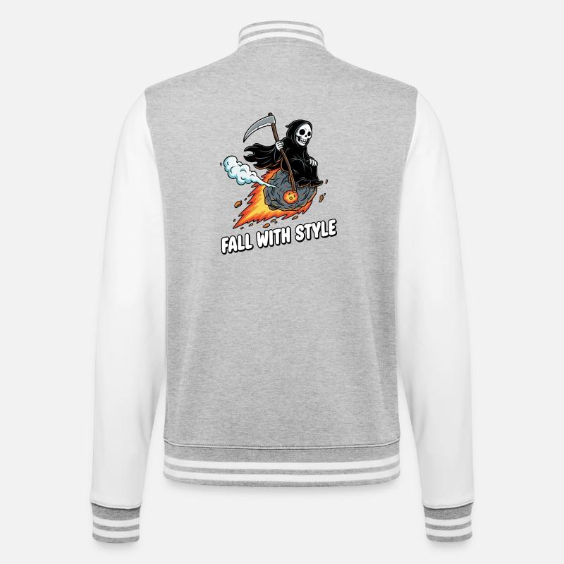 Grim Reaper Rocket Style - College Sweat Jacket - heather grey/white