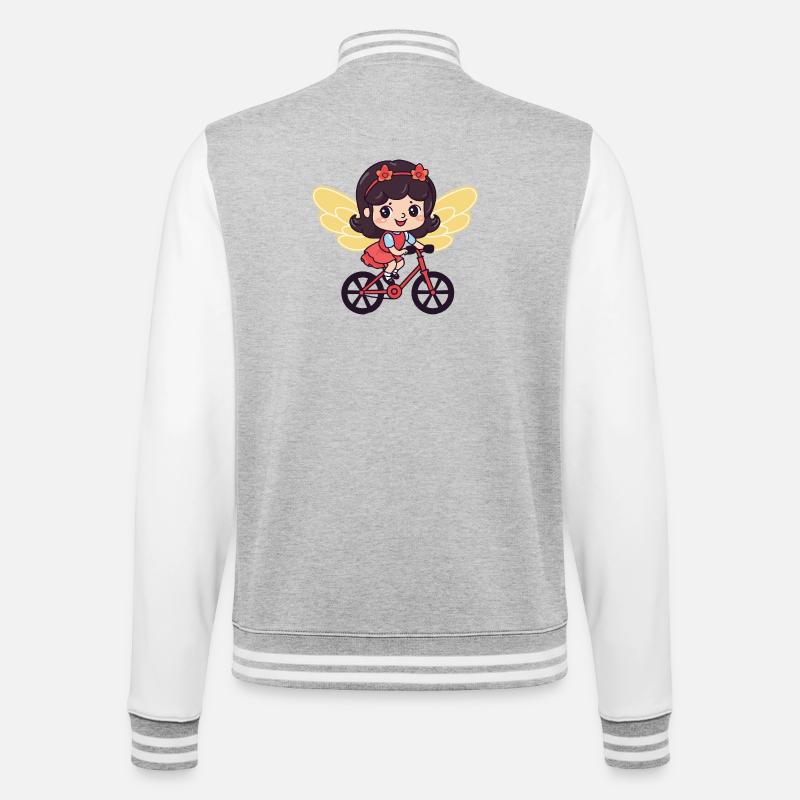 Fairy Cute Bicycle Comic - College Sweat Jacket - heather grey/white