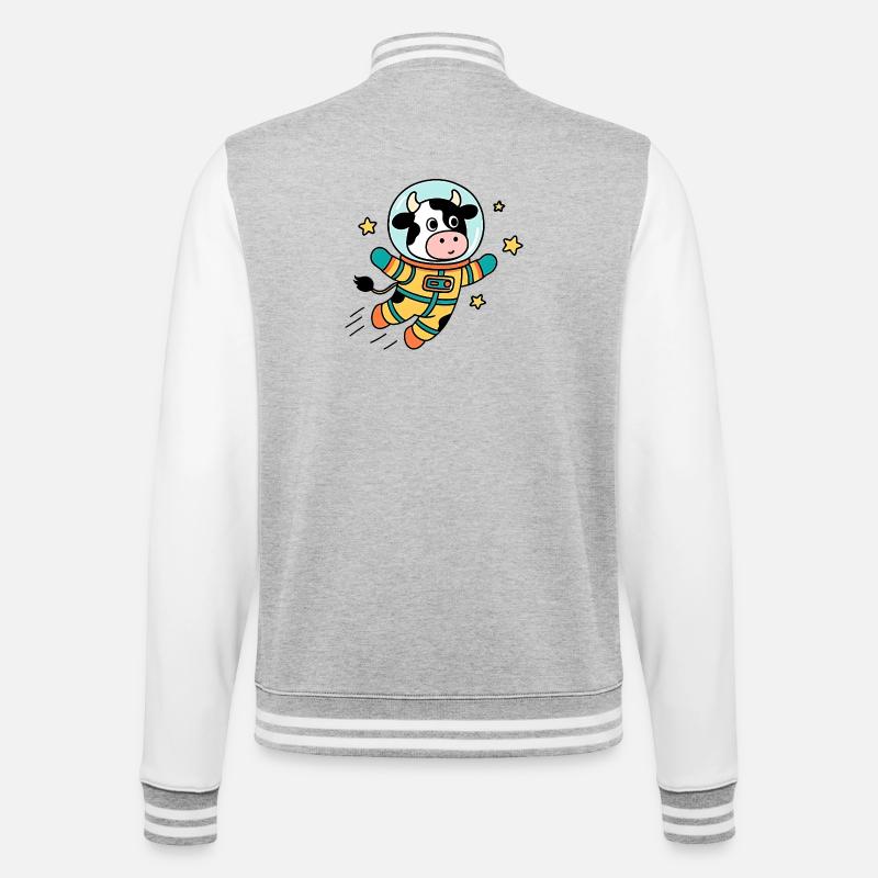 Vache Astronaute dans l'espace - Veste Teddy - gris chiné / blanc