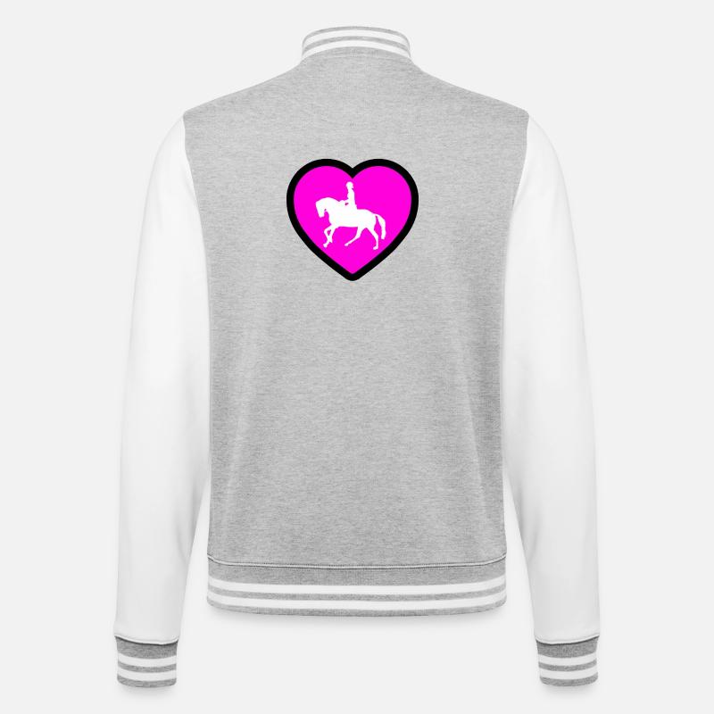 Pferde - College-Sweatjacke - Grau meliert/Weiß