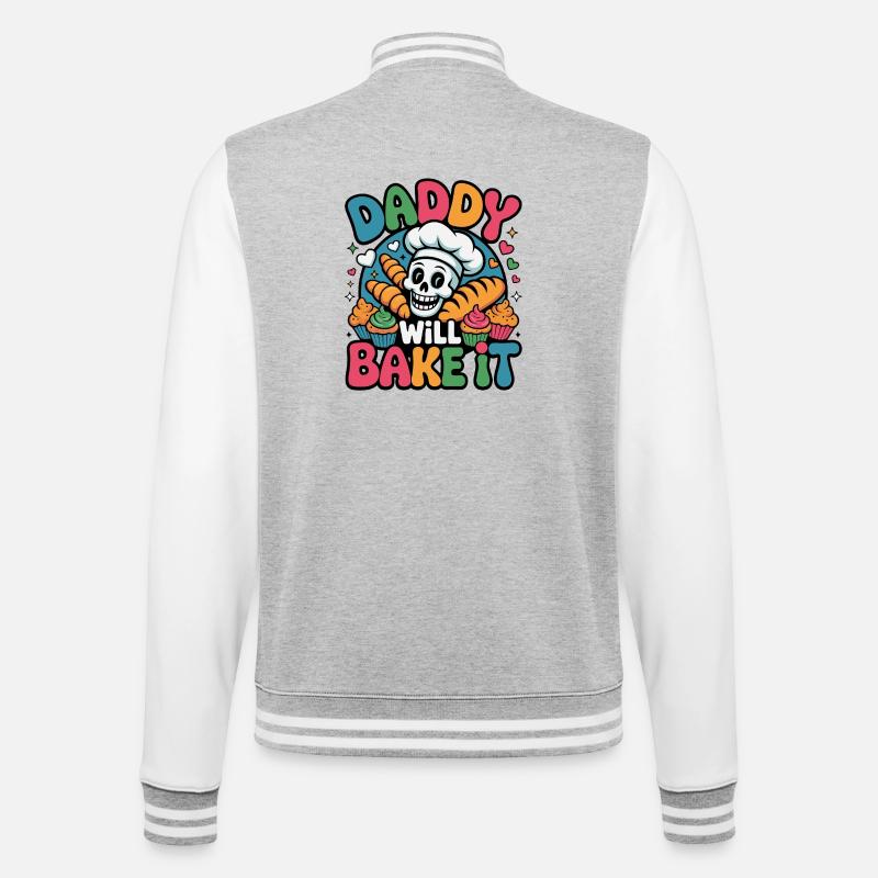Daddy Will Bake It Skull Bakery - College-Sweatjacke - Grau meliert/Weiß