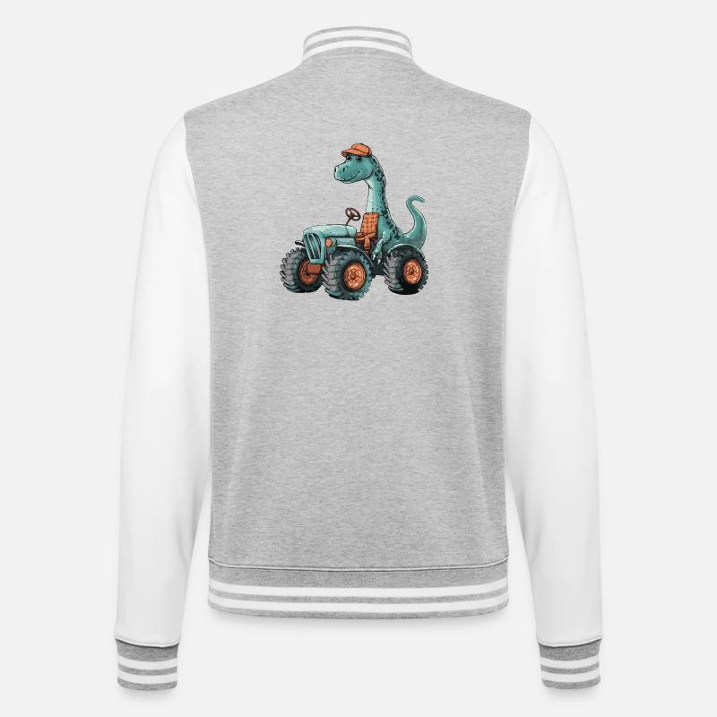 Dinosaurier brontosaurus Traktor Farmer - College-Sweatjacke - Grau meliert/Weiß