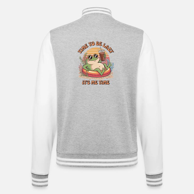 Time To Be Lazy Frog Relaxation - College Sweat Jacket - heather grey/white