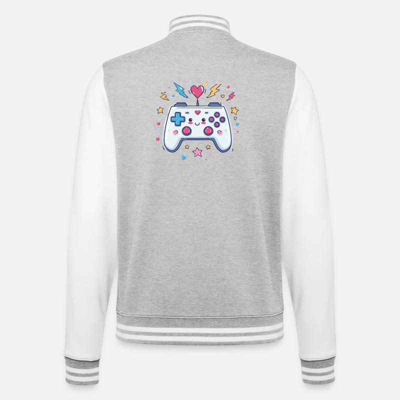 Heart Controller Doodle Pixel Pop - Veste Teddy - gris chiné / blanc