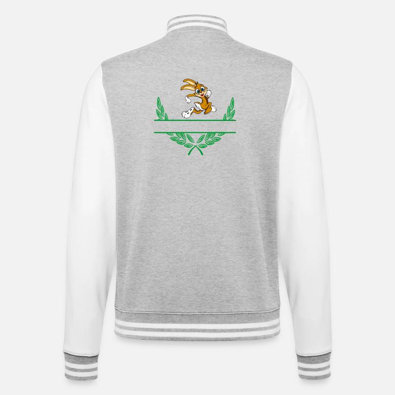Rabbit Laurel Wreath with Namespace - College Sweat Jacket - heather grey/white