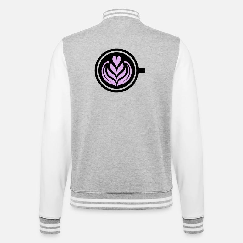 Kaffee-Liebe: Latte art Herz Vektor - College-Sweatjacke - Grau meliert/Weiß