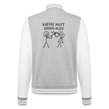 Kaffee hilft gegen alles Strichmännchen - College-Sweatjacke - Grau meliert/Weiß - Hinten - Marisol (170cm)